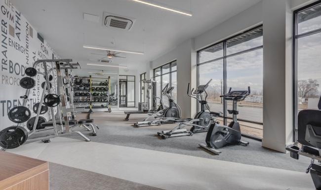 a room with exercise equipment